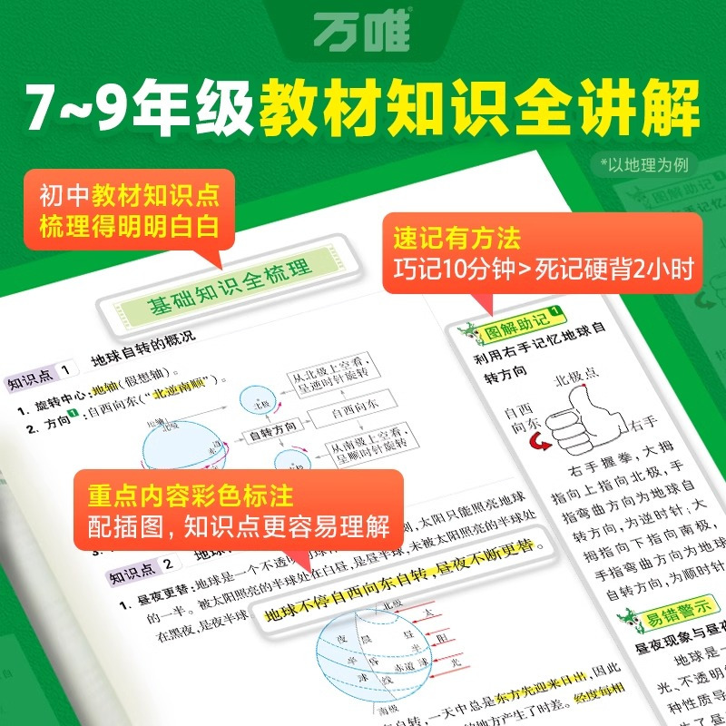 7年级拍:[语数英物化生地道历]9科全套 初中通用 [正版]2025万唯初中基础知识大全数学物理化学英语文生物地理道法历