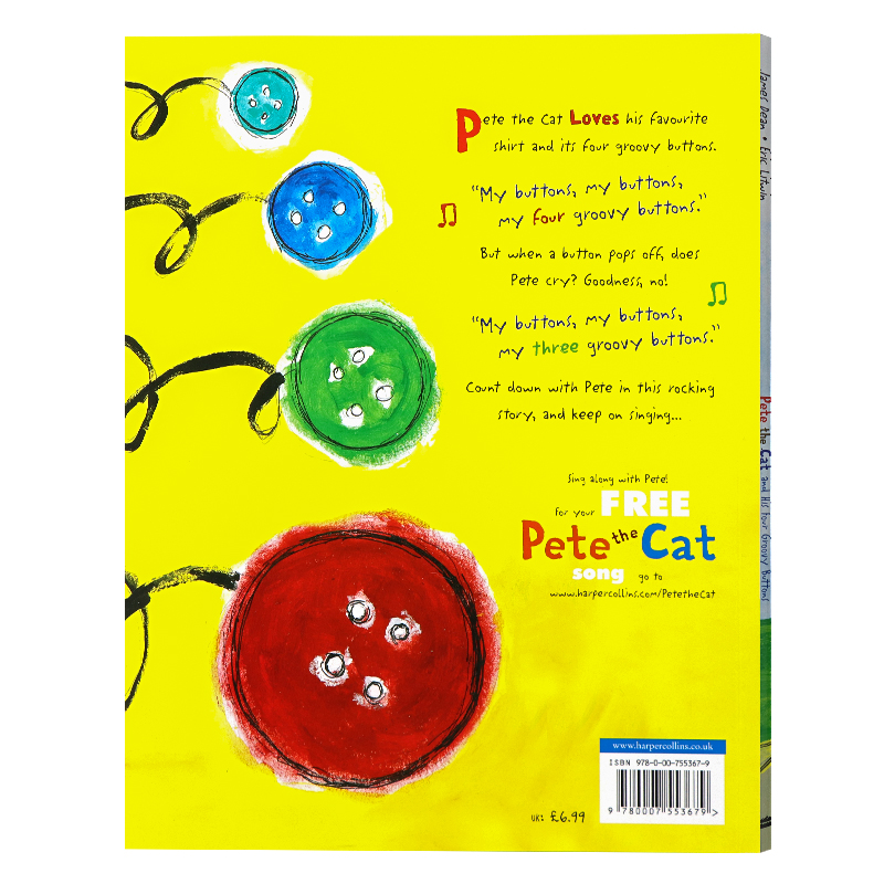 [正版]皮特猫和他的四颗时髦纽扣 英文原版绘本 Pete the Cat and his Four Groovy Bu高清大图