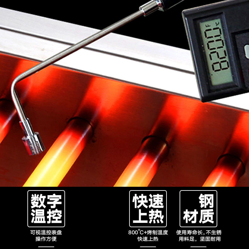 家用电烧烤炉黑金刚烤盘烤串时光旧巷烧烤机器室内家庭商用羊肉串烤架 20宽5控(380v)高效风机散热