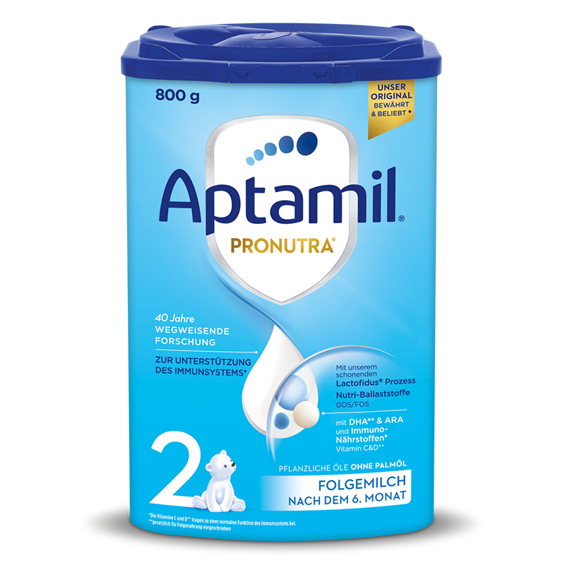 有效期到25年4月-Aptamil 德国爱他美 HMO升级 婴幼儿配方奶粉海外2段(6~12个月)800g/罐