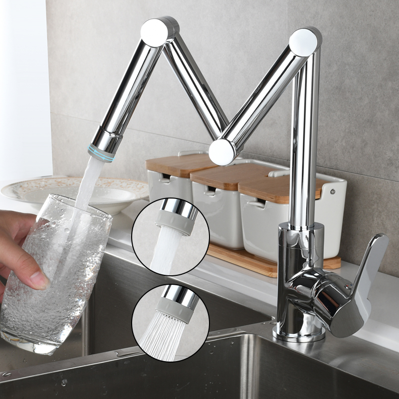 铜折叠式冷热厨房水龙头水槽菜盆可拉伸龙头洗碗池洗衣池龙头视频