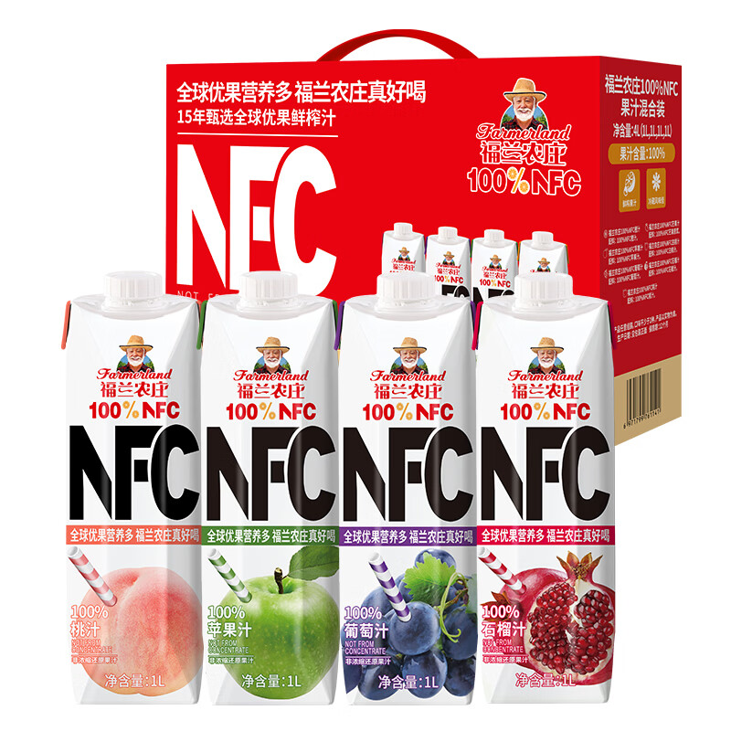 福兰农庄 NFC果汁混合装 1L*4瓶 盒