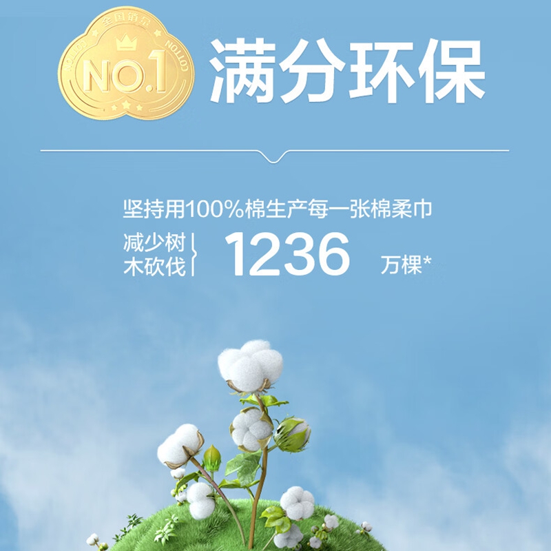 全棉时代 棉柔巾卷45g 旅行便携装10cm×15cm,50片/包高清大图