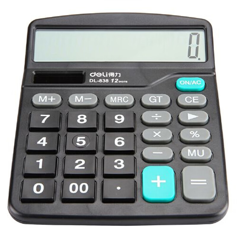 得力(deli)0838 计算器 大屏大按键计算机办公财务专用12位计算机水晶