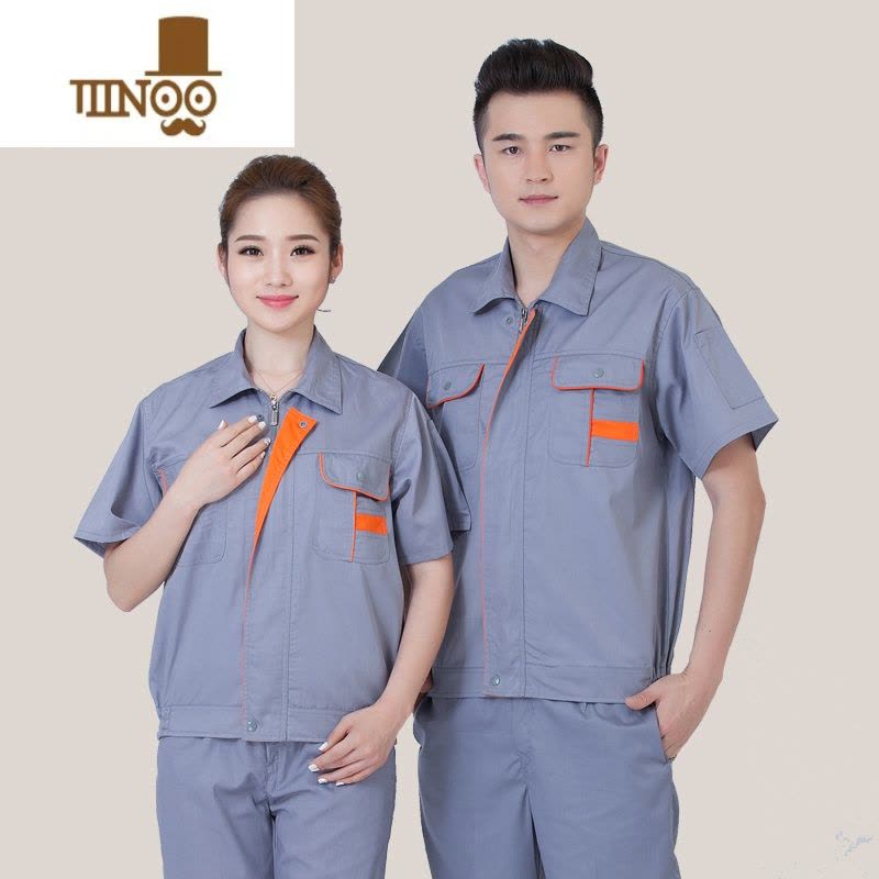 YANXU短袖工作服套装男夏季工程劳保服工厂车间维修汽修服上衣厂服工装图片