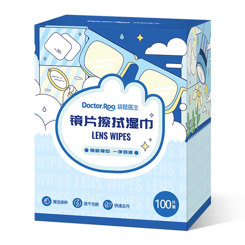 袋鼠医生®镜片擦拭湿巾6cm×10cm 100片/盒图片