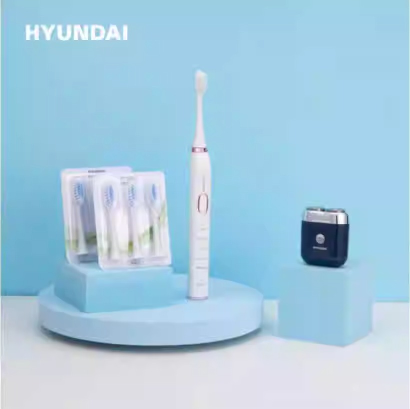 HYUNDAI现代 智能声波电动牙刷&迷你剃须刀 商务礼盒套装 YT805高清大图