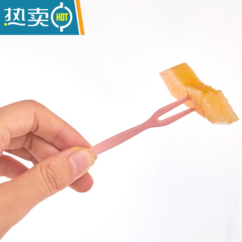 敬平水果叉套装水果签塑料KVT酒吧吃水果蛋糕甜品叉点心小叉子 绿色50支[盒装]高清大图