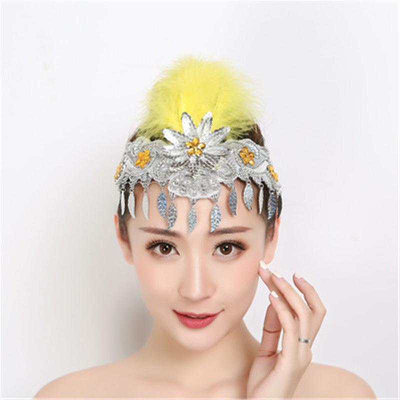 玫红色 舞蹈头饰演出头花亮片流苏舞台表演古典舞民族舞广场舞跳舞女