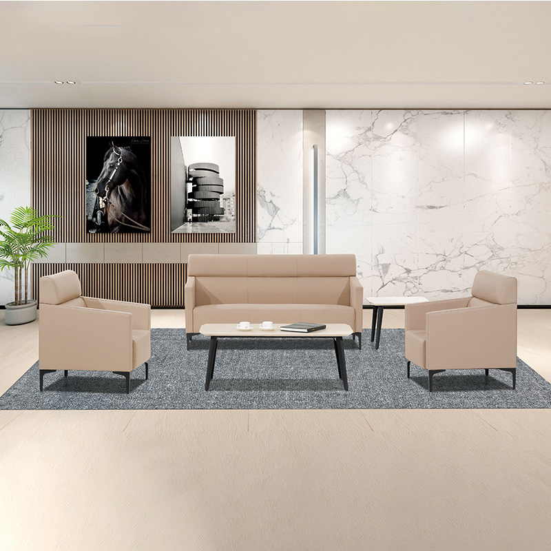 质凡办公沙发简约现代三人位单人位办公室会客室接待区西皮沙发 组合1+1+3