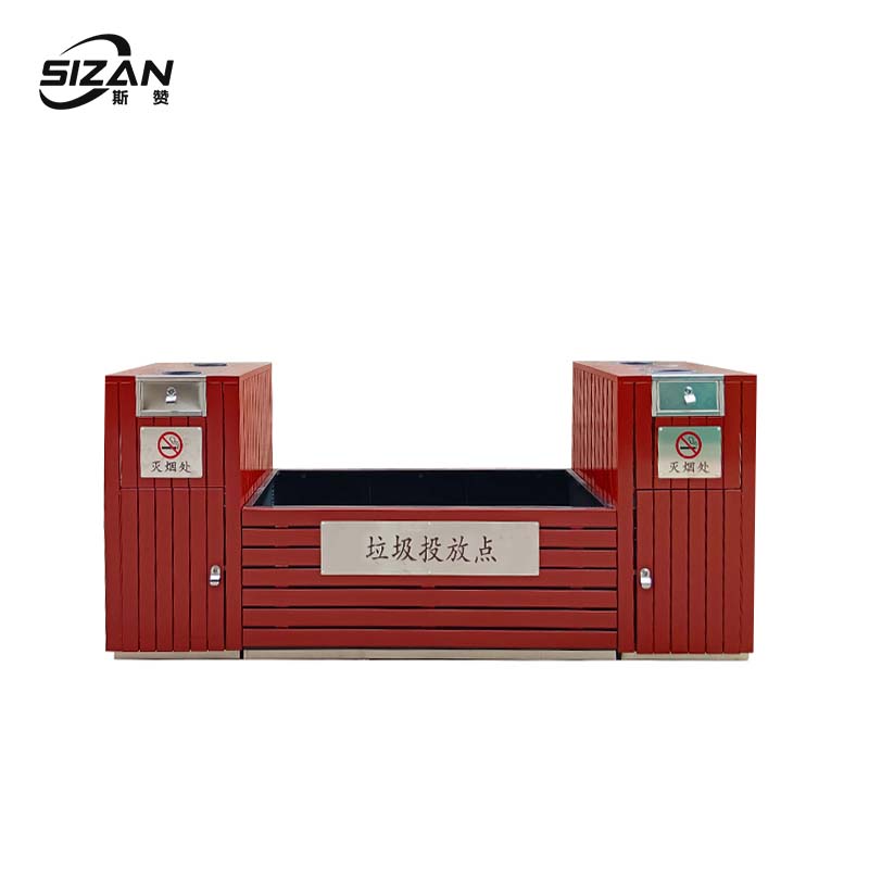 斯赞 站台分类垃圾箱 200*70*86cm 个高清大图