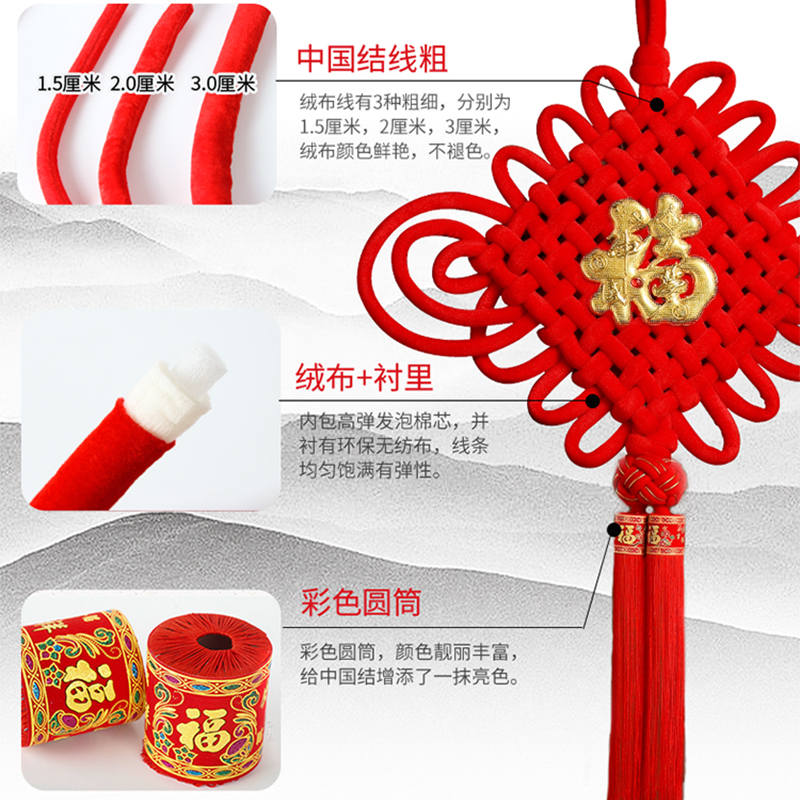 思唯美(sweet made) 中国结福字挂饰新款新年装饰 2.0线-18盘-金福挂球加红色挂钩高清大图