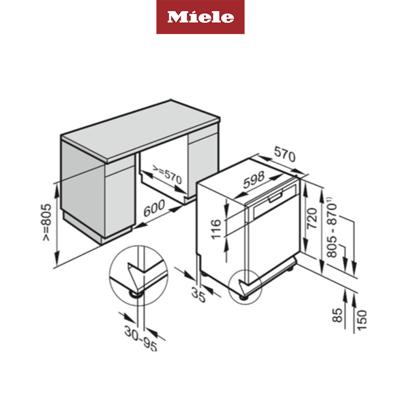 Miele/美诺 洗碗机 热交换烘干 高温消毒 自动洗碗器 嵌入式 9套 G6821 C SCI