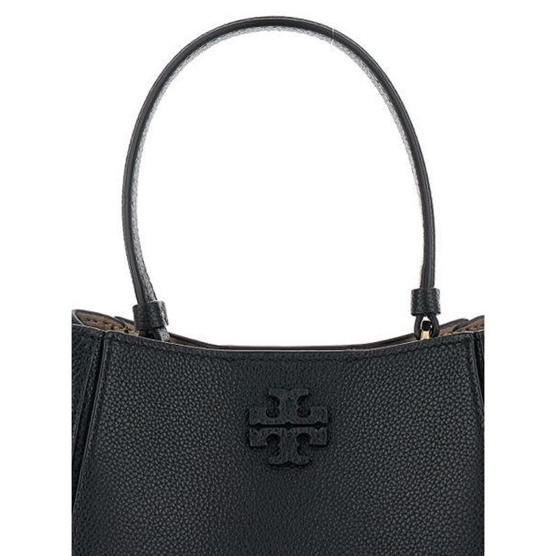 托里.伯奇(TORY BURCH)小黑皮单肩包女士链条斜挎包真皮桶包金色