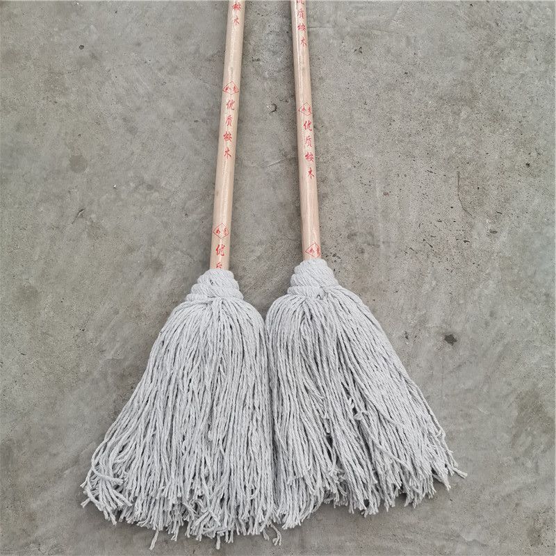 礼千初 老式家用拖把 普通吸水拧水棉线圆头木杆拖把 1个装