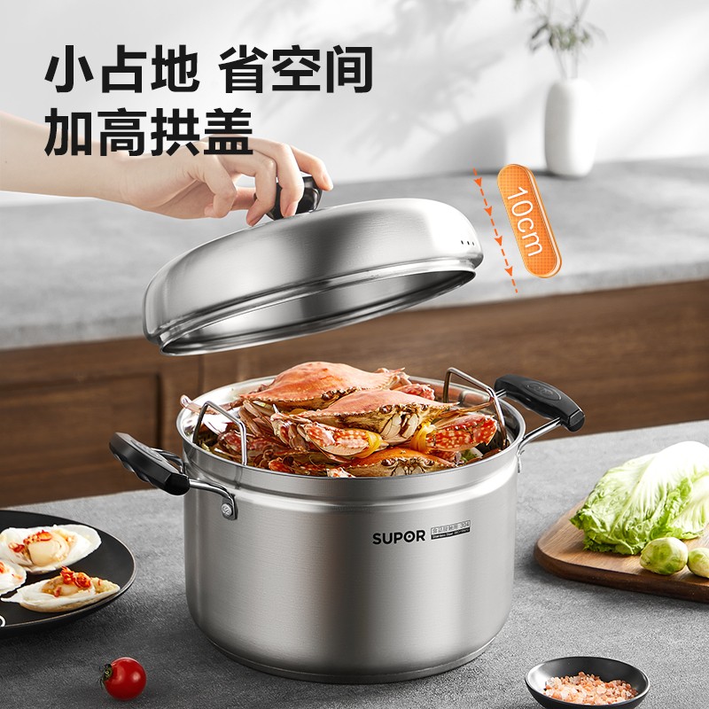 苏泊尔 蓝眼304不锈钢压力锅22cm高压锅燃气电磁炉通用YW22S1高清大图