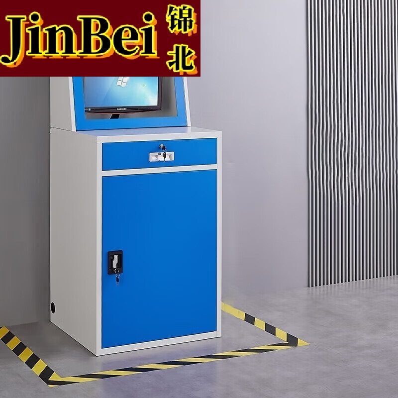 锦北PC工业电脑监控机箱柜机一体机网络柜工业机柜 蓝白-不带轮组装款高清大图