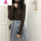 艳如飞高领德绒打底衫女春秋港风chic白色长袖T恤薄款纯色洋气内搭上衣T恤