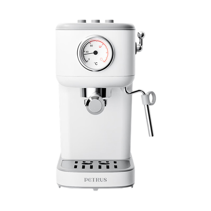 柏翠咖啡机蒸汽量强劲小巧不占地可视水温表轻松上手白色PE3366A高清大图