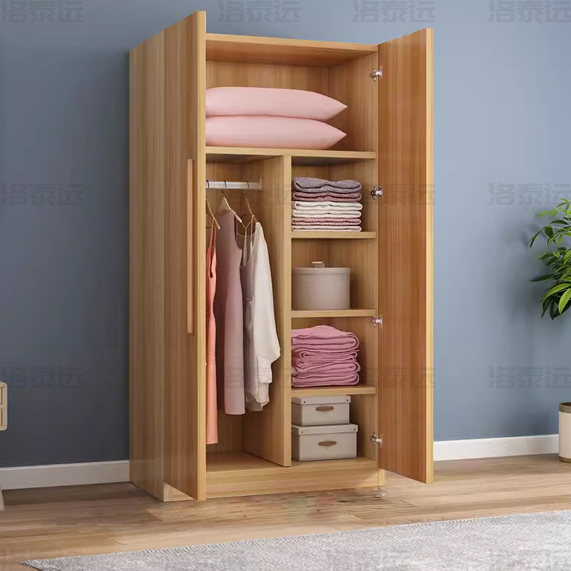 洛泰远 简约木质衣柜衣服收纳柜 浅胡桃色双门800*500*1800mm