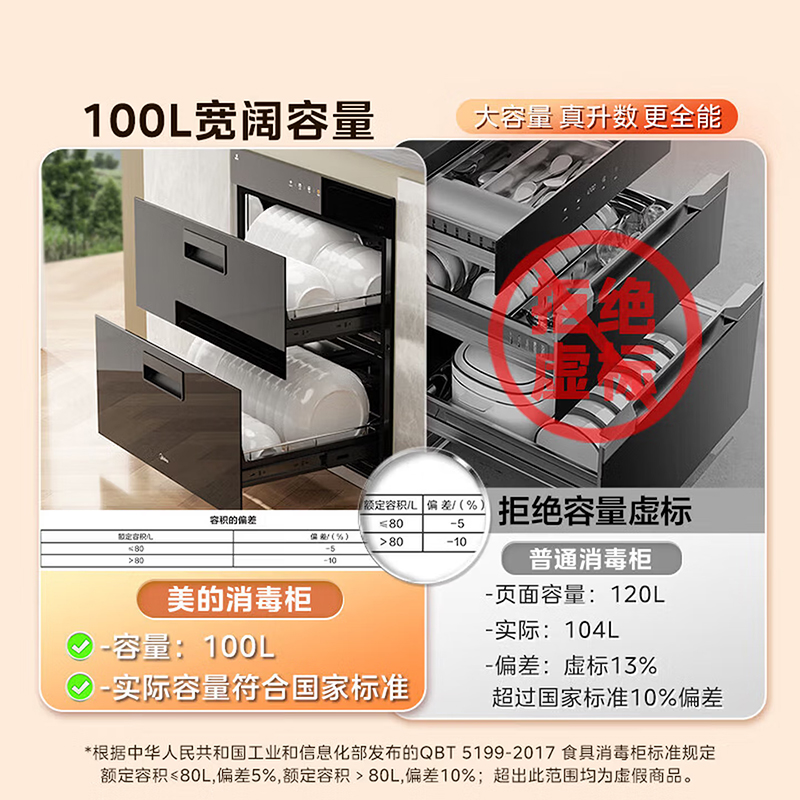 美的(Midea)暖阳消毒柜嵌入式家用 100L双层大容量餐具碗柜碗筷高温MXV-ZLP90Q15S高清大图