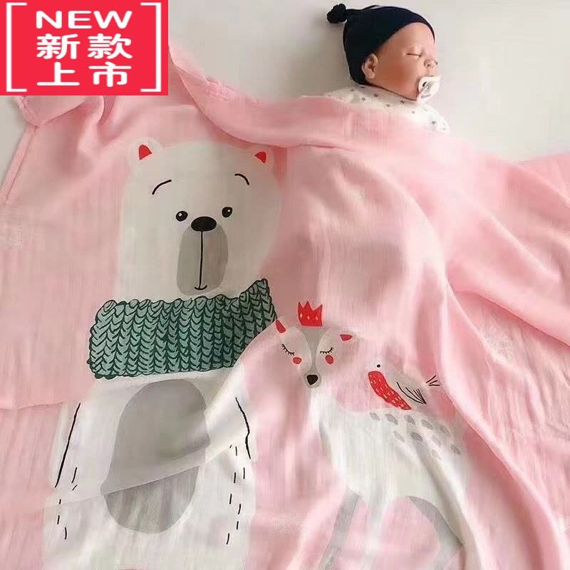 可莉允婴幼儿浴巾吸水儿童宝宝双单层纱布超柔洗澡巾毛巾被 夏季薄图片