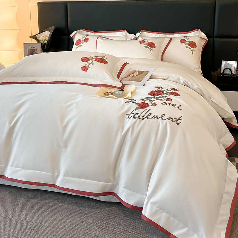 天山柔 220*240cm 100支绣花爱丽丝 四件套 (计价单位:套) 白色高清大图