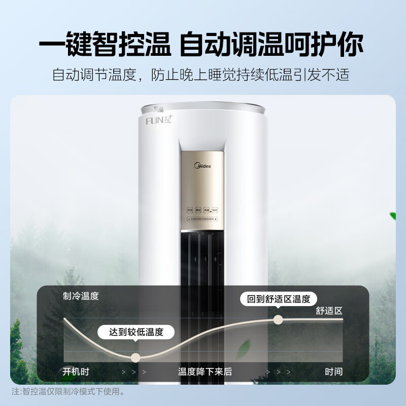 美的(Midea)空调2匹新一级FUN星智能变频冷暖立式柜机节能省电客厅家用圆柱落地式KFR-51LW/N8MHA1Ⅱ