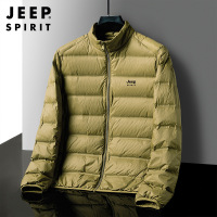 JEEPSPIRIT吉普保暖轻薄羽绒服宽松大码立领短款外套秋冬防寒保暖白鸭绒上衣_280 XXL 橡皮棕