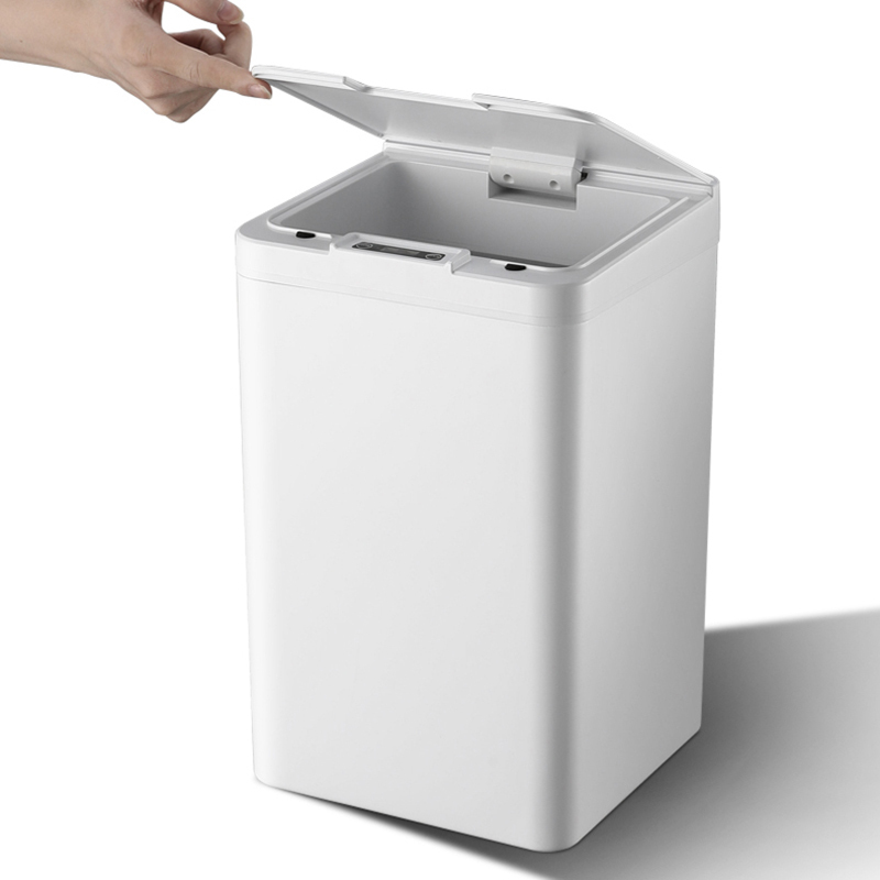 韩代智能感应垃圾桶13l灰白色6米远程遥控红外感应静音开合家用商用