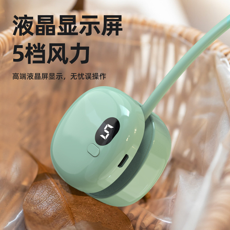挂脖风扇新款无叶静音户外运动迷你电风扇USB充电小风扇3759A高清大图