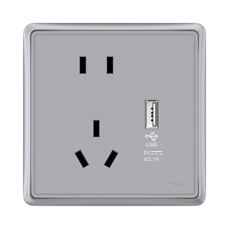 施耐德电气智意系列星云灰色开关插座新国标五孔电源插座86型墙壁开关