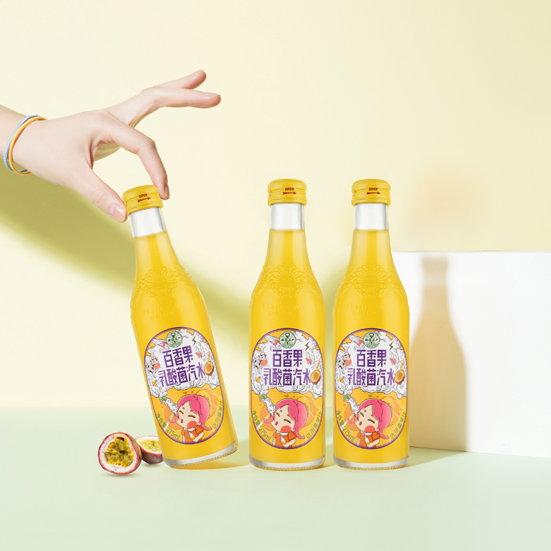 汉口二厂果汁汽水百香果乳酸菌苏打气泡水整箱玻璃瓶武汉网红饮料
