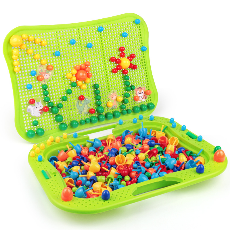 儿童蘑菇钉大号3d立体拼图大颗粒积木拼插幼儿宝宝女孩力玩具 豪华款