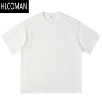 HLCOMAN三本针320G短袖t恤男不透内搭纯白色美式宽松半袖打底衫