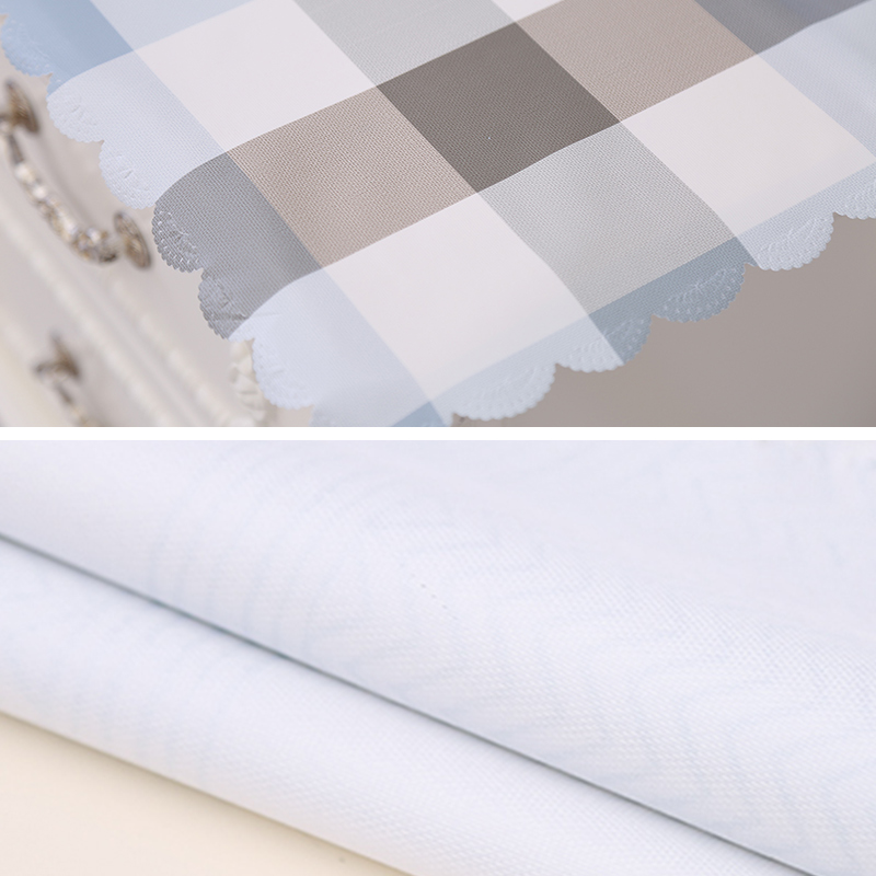 家柏饰(CORATED)床头柜盖布防水防油免洗北欧家用防尘罩套卧室床头盖巾冰箱防尘布 浅蓝大格子 40*60cm高清大图