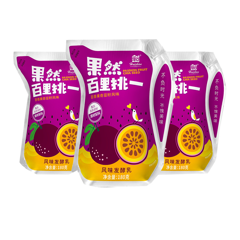 辉山 爱克林包装 百里挑一百香果奇亚籽风味发酵乳 酸奶 180g*11袋輝山,Huishan“