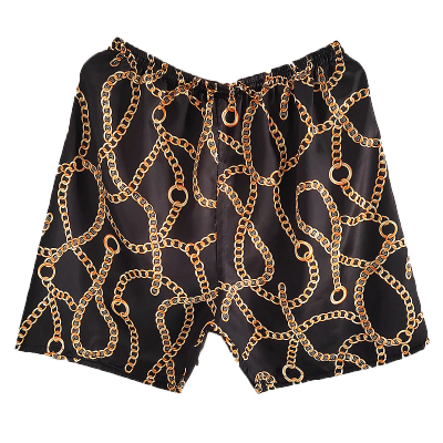 中年男士丝绸大短裤休闲大码印花青年睡裤真丝手感外穿大裤衩 颜色