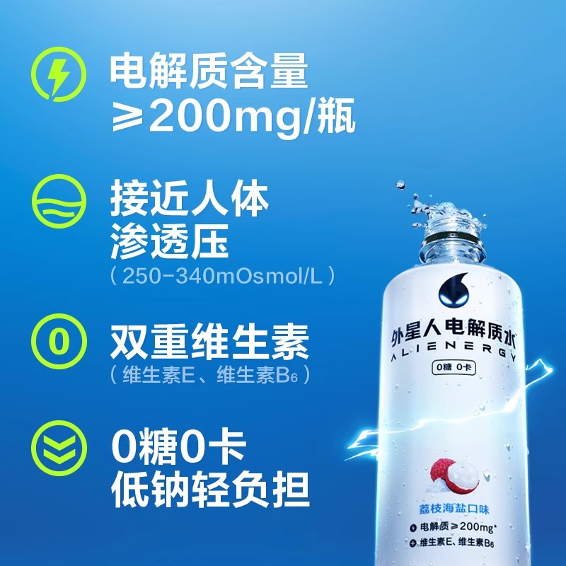 外星人电解质水500ml*15瓶整箱0糖0卡多口味维生素运动功能饮料高清大图