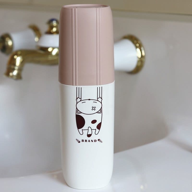 藕粉色 旅行便携洗漱杯牙刷盒子刷牙杯子女可爱牙具收纳盒学生旅游牙刷杯图片