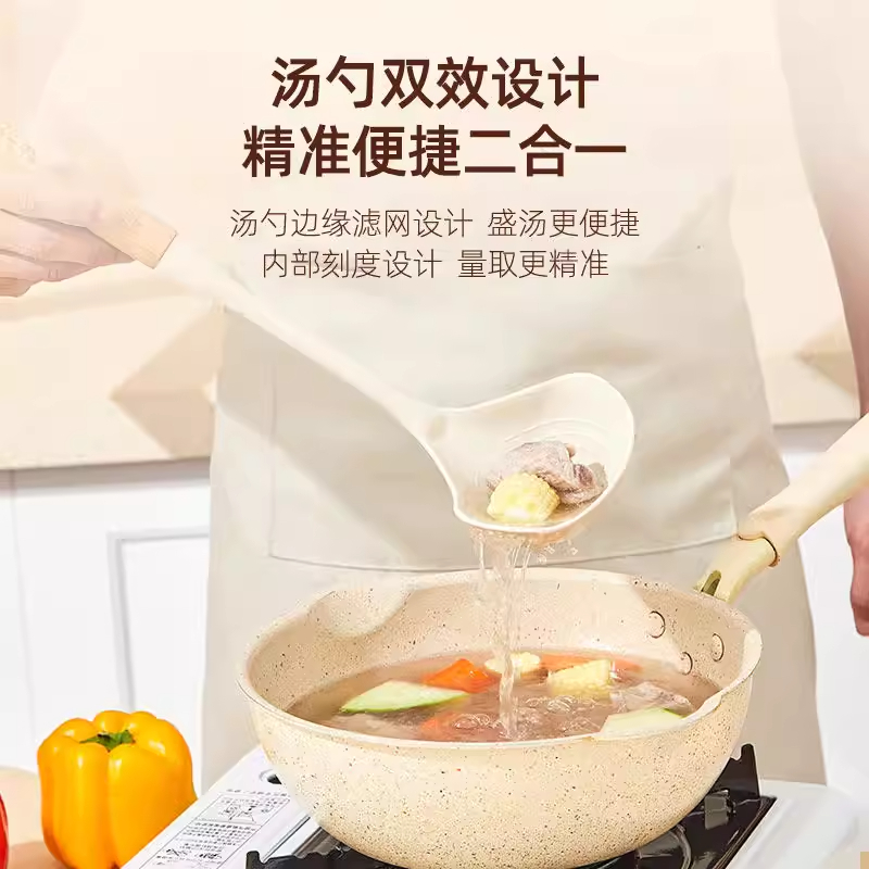 张小泉汤勺大号盛汤食品级耐高温硅胶厨房家用不粘锅长柄勺子8138高清大图