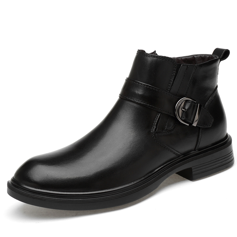 姿佳奥伦男鞋软底正装皮鞋男保暖棉鞋真皮英伦高帮男士商务休闲皮靴棉