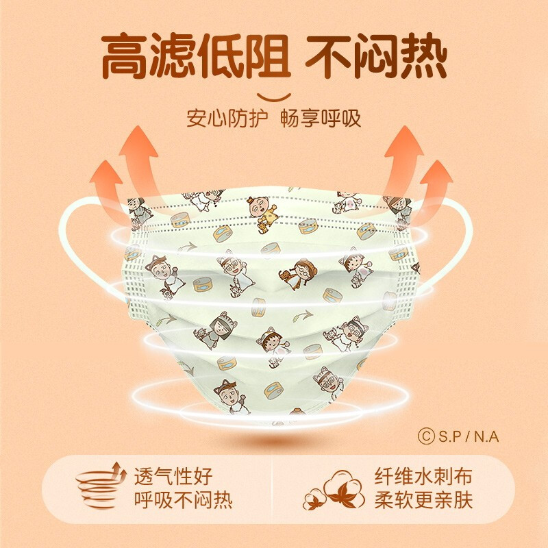 英科医疗 樱桃小丸子 一次性成人防护口罩 猫猫款 独立包装 20只/盒