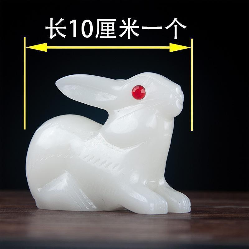 家柏饰(CORATED)玉石兔子摆件姻缘生肖兔生日玉小兔子白兔家居高清大图