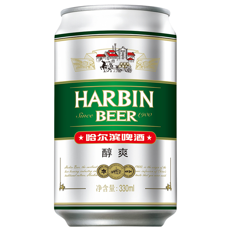 哈尔滨(Harbin)啤酒醇爽330ml*24听整箱装啤酒苏宁自营国产啤酒