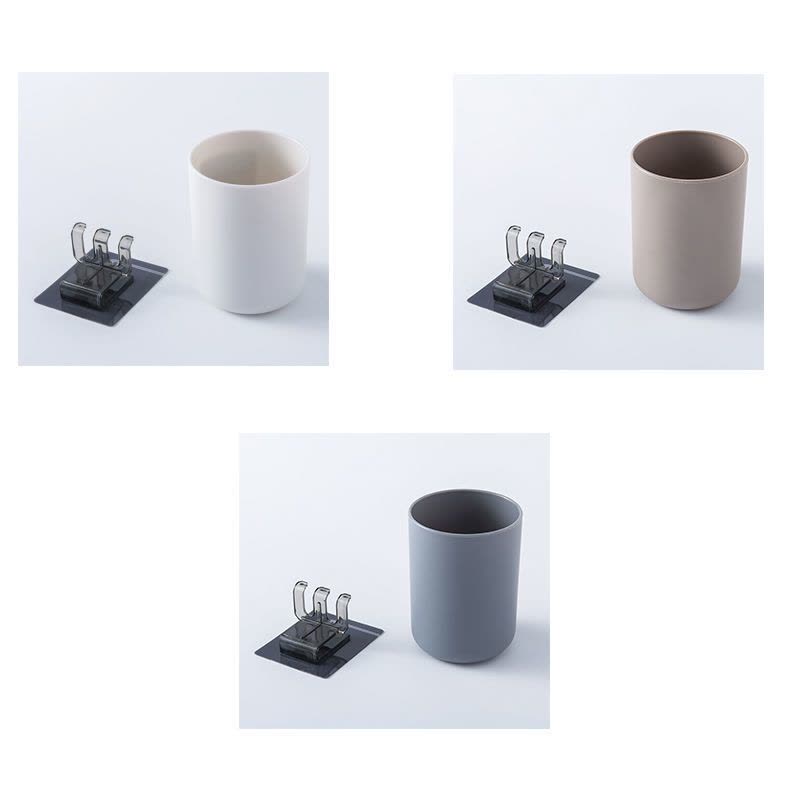 漱口杯情侣牙刷杯子北欧家用洗漱杯套装牙缸磁吸壁挂式置物架|三套[白色]+[咖啡]+[灰色]图片