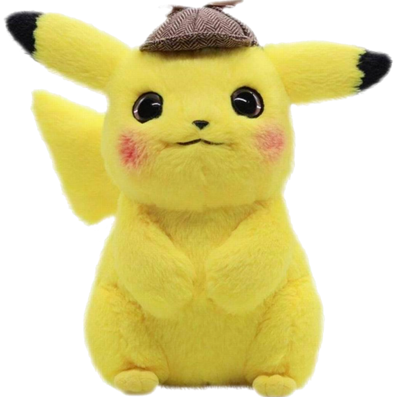 正版大侦探皮卡丘毛绒玩具戴帽子比卡丘公仔 大侦探版本报价_参数_图