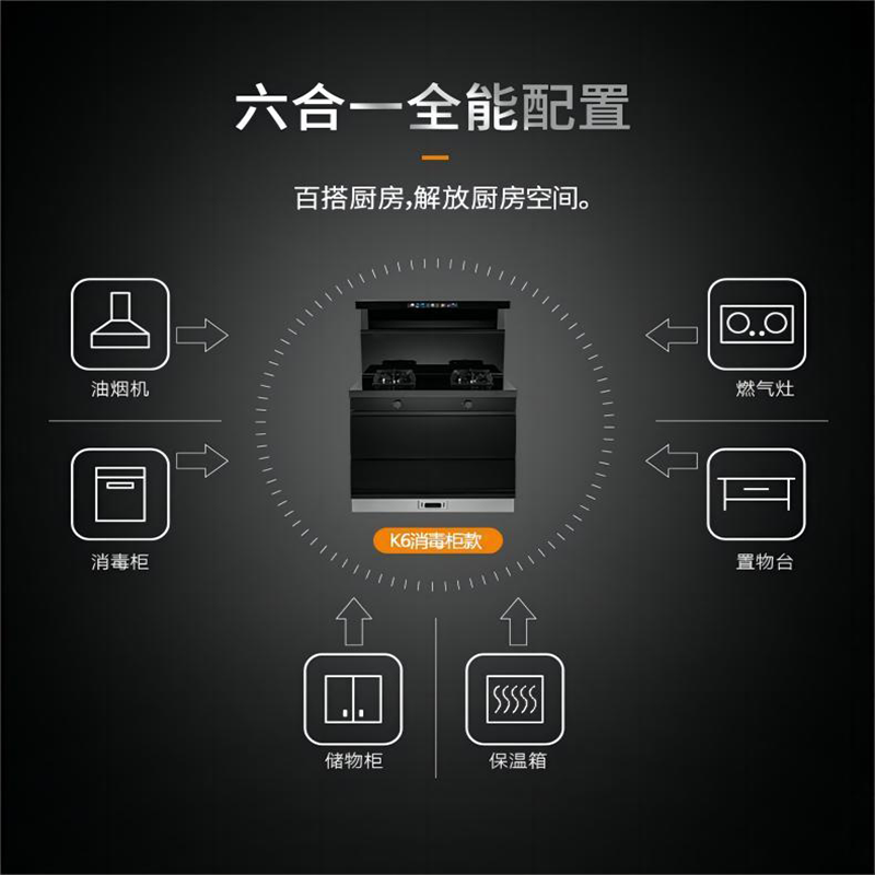 康隆集成灶JJZT/Y-F1 烟灶消一体 家用分体式燃气灶抽油烟机消毒柜