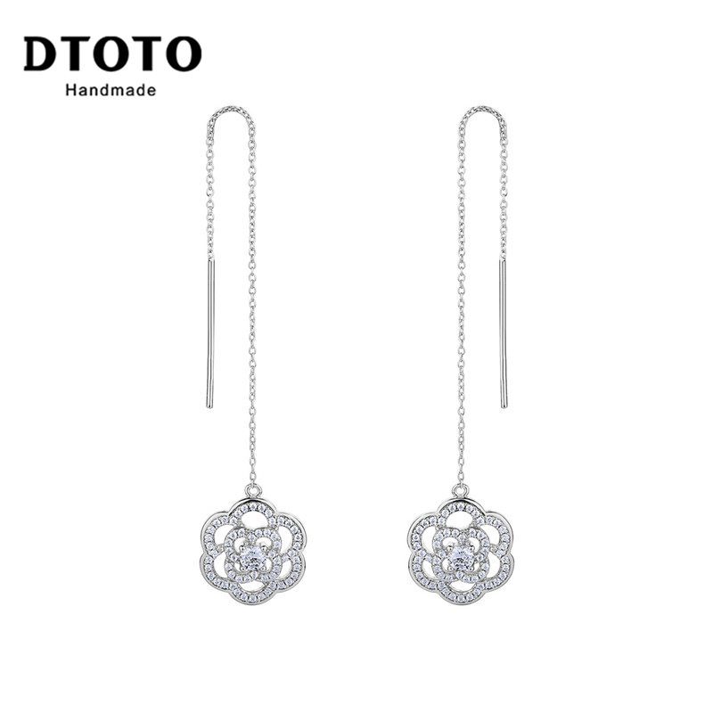 DTOTO [欧美时尚]925银饰品首饰山茶花耳钉 生日礼物耳饰耳环