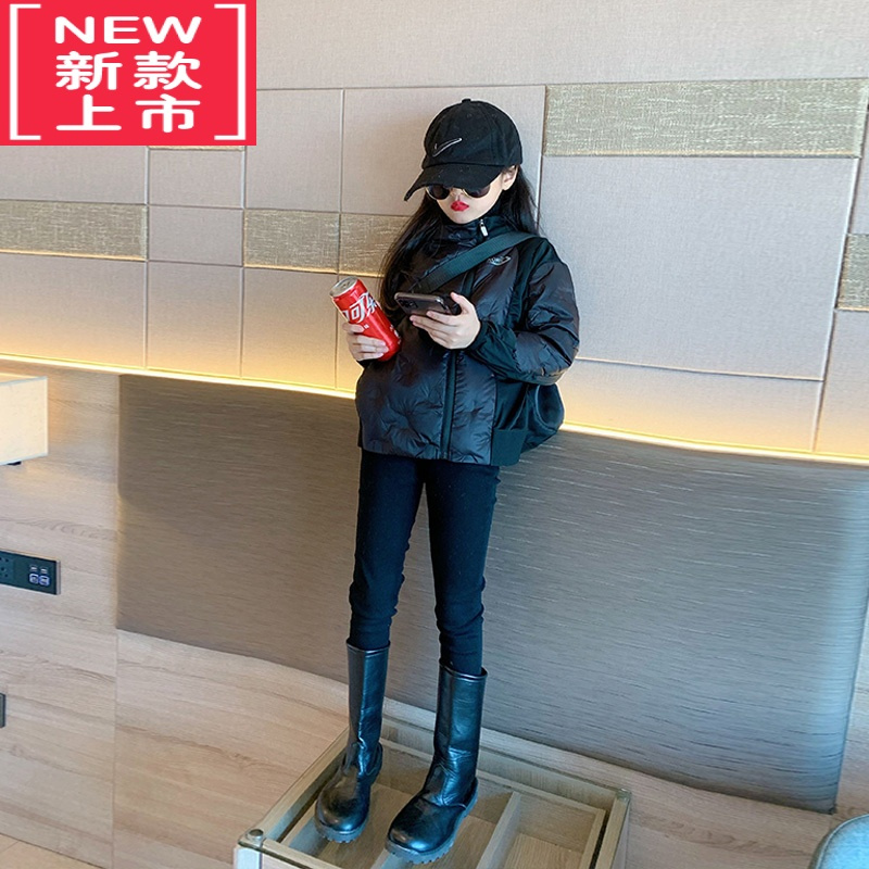 可莉允女童外套秋冬款2022新款时髦中大童洋气冬季短款棉服儿童加绒夹克